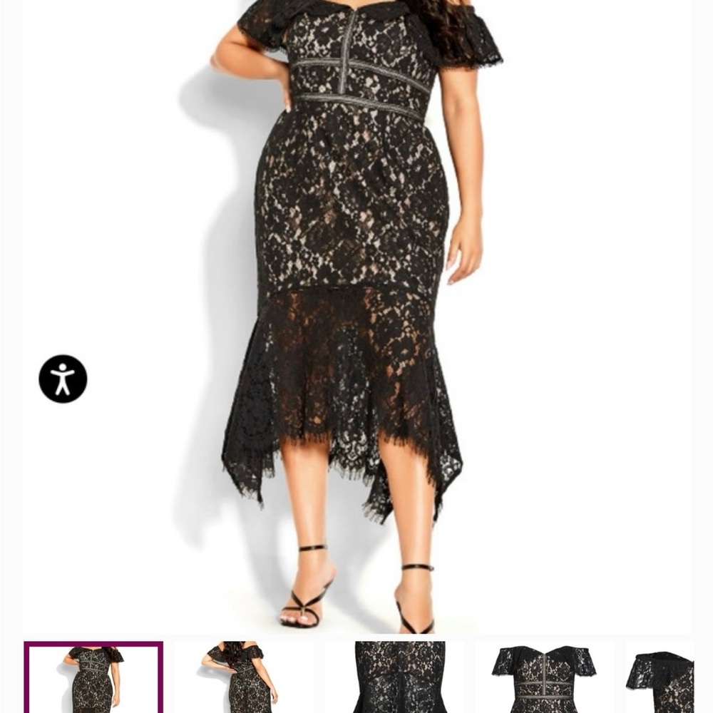 City Chic Black Lace High Low Dress